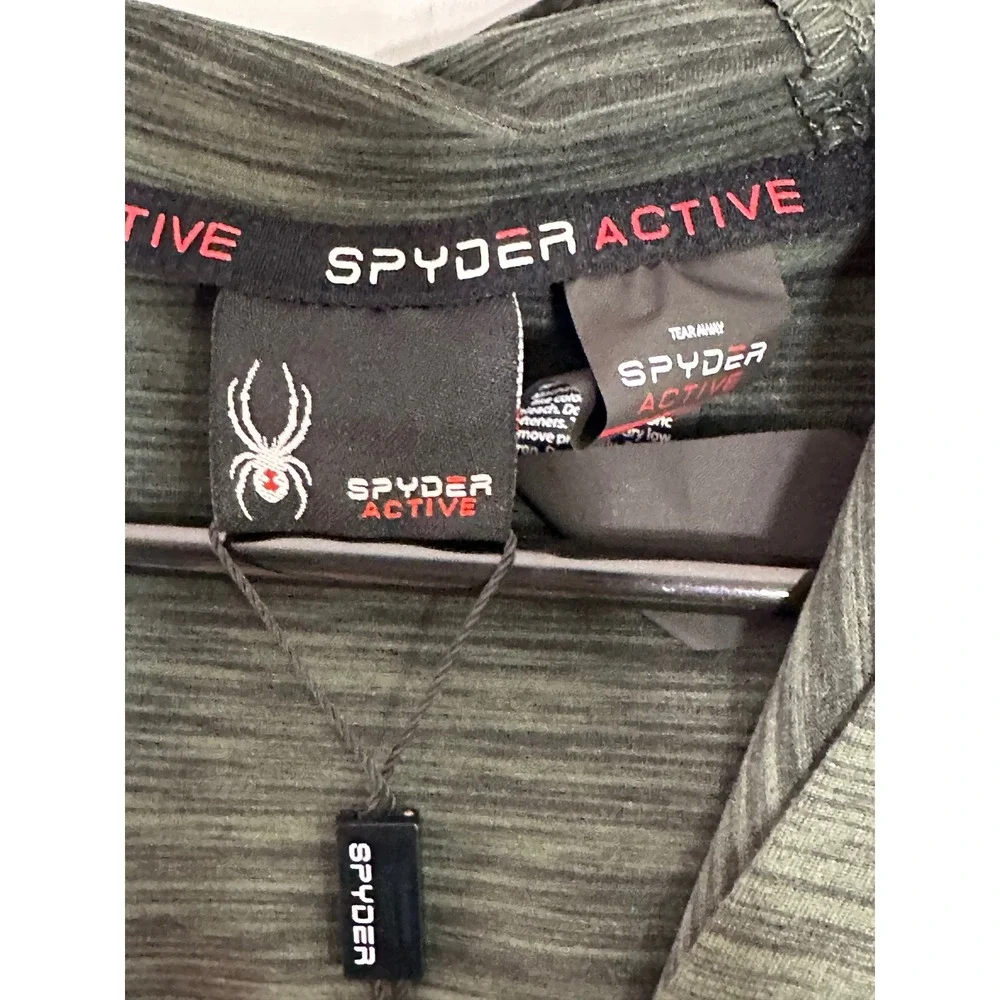 Spyder Active Pullover Hoodie Long‎ Sleeve Athletic Green Heathered Mens Medium